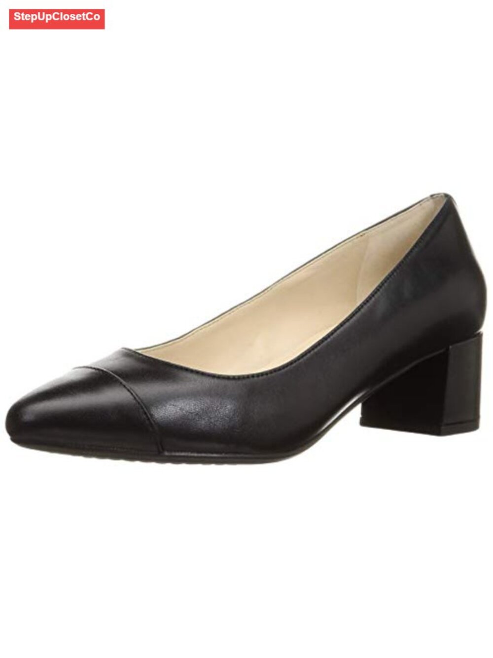 Waterproof Leather Suede Block Heel Pump
